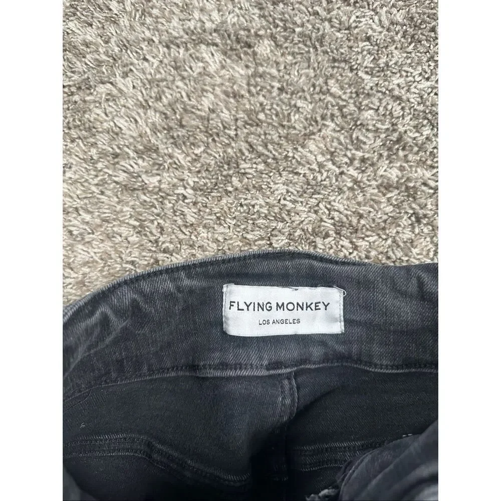 Flying Monkey High Rise Boot Stretch Jean Black Gray Wash Denim Flare Bootcut 23